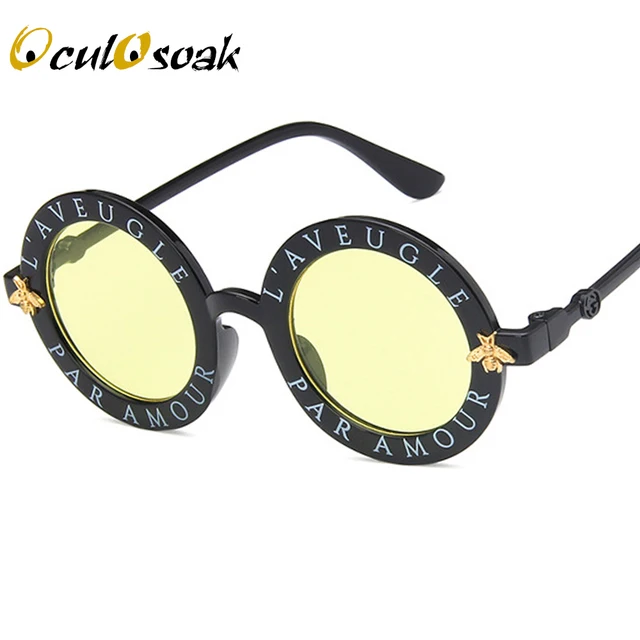 Steampunk Bee Kids Sunglasses Boys Girls Luxury Vintage Children Sunglasses Round Sun Glasses Oculos Feminino Accessories yellow lens