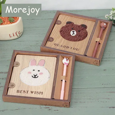 

Morejoy Cartoon cute bear rabbit plush notebook student learning stationery gift children's notepad diary back to school