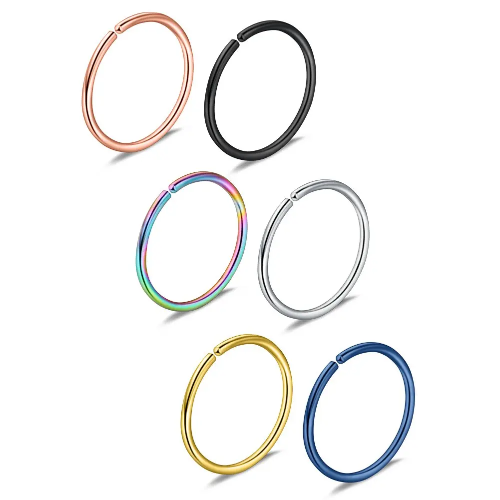 

JFORYOU Stainless Steel Clip on Fake Nose Lip Helix Cartilage Tragus Ear Hoop Ring 18G
