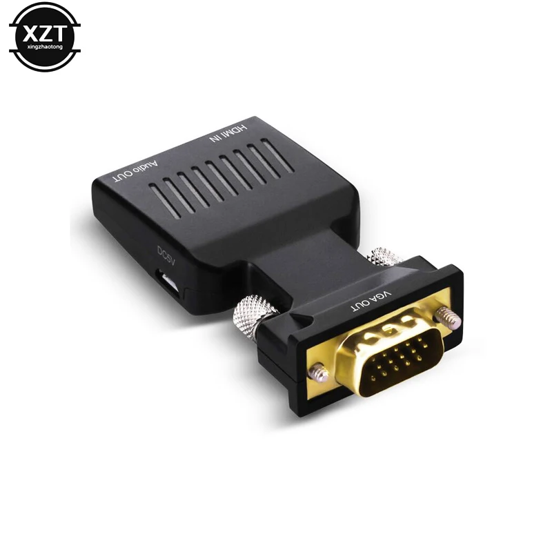

1pc Hot Sale 1080P VGA Male to HDMI Female Video Adapter W/3.5mm Stereo Cable Audio Mini USB for PC Laptop Computer