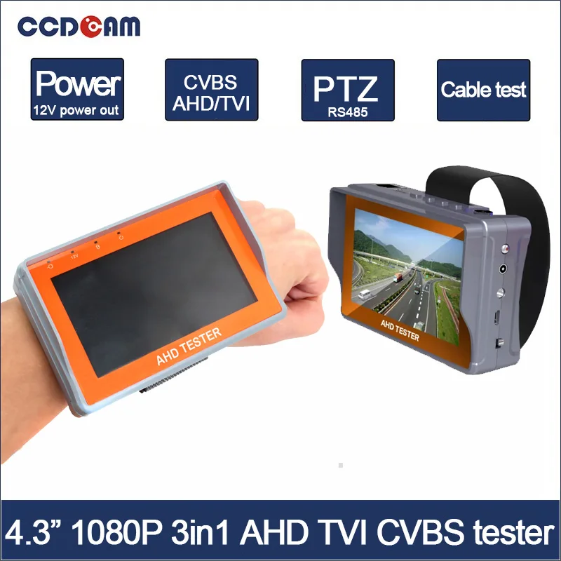 CCDCAM Free Shipping Portable Wrist 4 3 LCD HD AHD1080P TVI 1080P CVBS Analogy 3 in