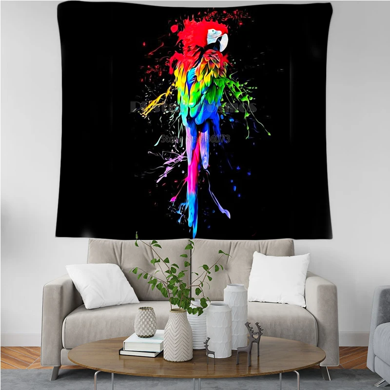 

PLstar Cosmos Tapestry Parrot Flower 3D Printing Tapestrying Rectangular Home Decor Wall Hanging New style 2