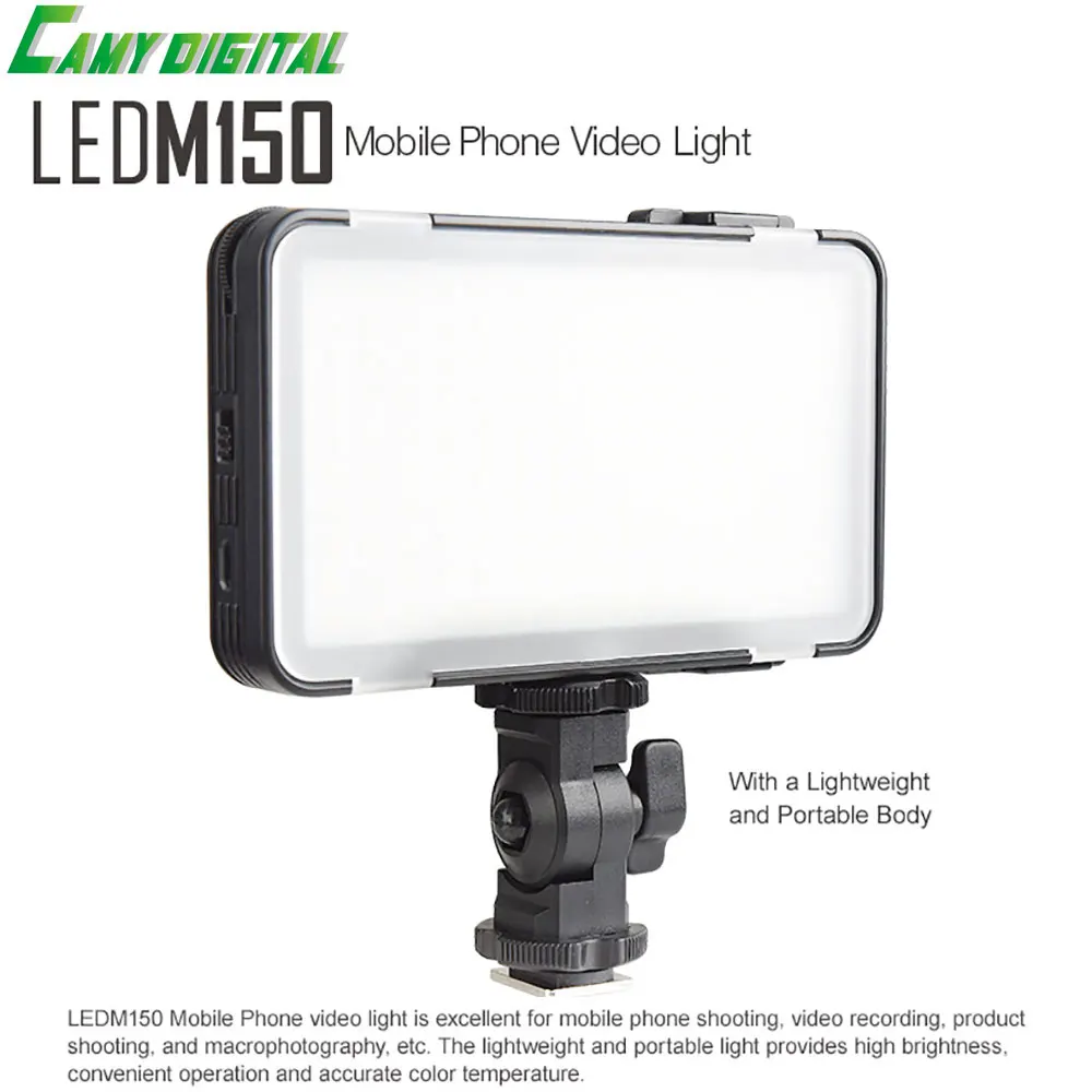 

Godox LEDM150 Mobile Phone Video Light Max Power 9W 5600K with USB power Charge Socket For Portable Digital Camera Camcorder DV