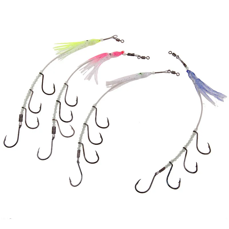 

2PCS/Lot Multi Fishing Soft lure ISE Hook With Connector Soft Squid Bait Jigs Hooks Vissen Popper Leurre Peche Souple Pesca