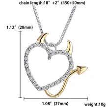 Lovely Crystal Love Devil Heart Cat Necklace
