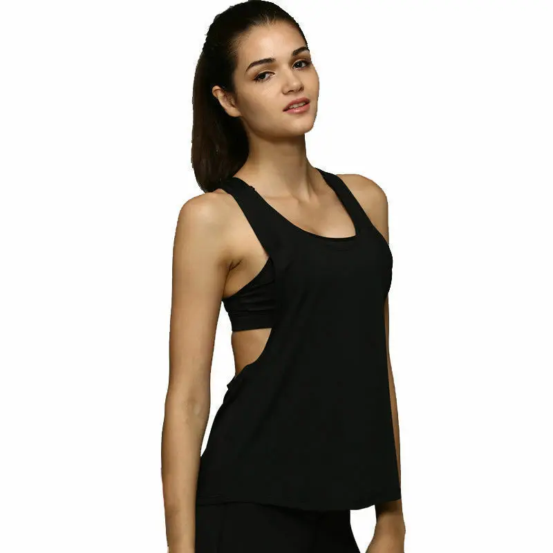 

2019 Summer Casual Women Vest Yoga Shirts Workout Tank Top Sport Gym Clothes Sleeveless Loose Yoga Tank Top Clothes