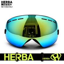 New HERBA brand ski goggles Ski Goggles Double Lens UV400 Anti-fog Adult Snowboard Skiing Glasses Women Men Snow Eyewear