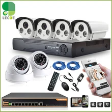 CCTV 8CH POE безопасности Системы/комплект с 8CH 1080 P NVR, 6 шт. 720 P POE камер и 8ch POE коммутатор. 330ft POE редуктором