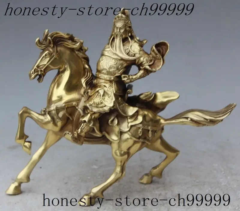 Details about   Chinese Nongovernmental Pure Brass Riding Horse Guan Gong Small Statue 