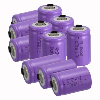 

11 PCS Ni-Cd 4/5 SubC Sub C battery Rechargeable Battery 1.2V 1800mAh with purple Tab 3.3cm x 2.2cm