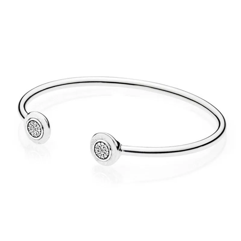 

100% Real 925 Sterling Silver Bead Charm Chain Bracelet Fit Original Pandora Signature Open Bangle For Women DIY Pandora Jewelry