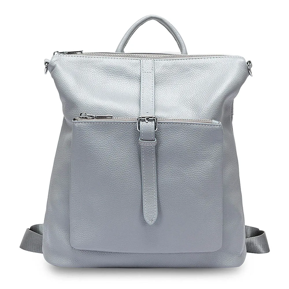 Zency натуральная кожа мягкая кожа Модный женский рюкзак черные дорожные сумки простой женский ранец элегантный дизайн женский школьный ранец - Цвет: LinenBlue