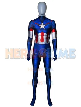 

Captain America Costume Age of Ultron Version Costume No Head 3D Print Spandex Cosplay Zentai Suit For Adult/Kids/Custom Made