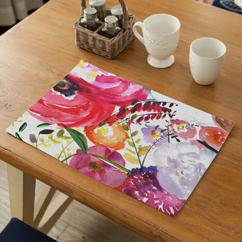 

Table Mat Printed Fabric Blanching Heat Insulation Cup Dish Bowl Tableware Mat Placemats for Kitchen Table Drink Coaster Durable