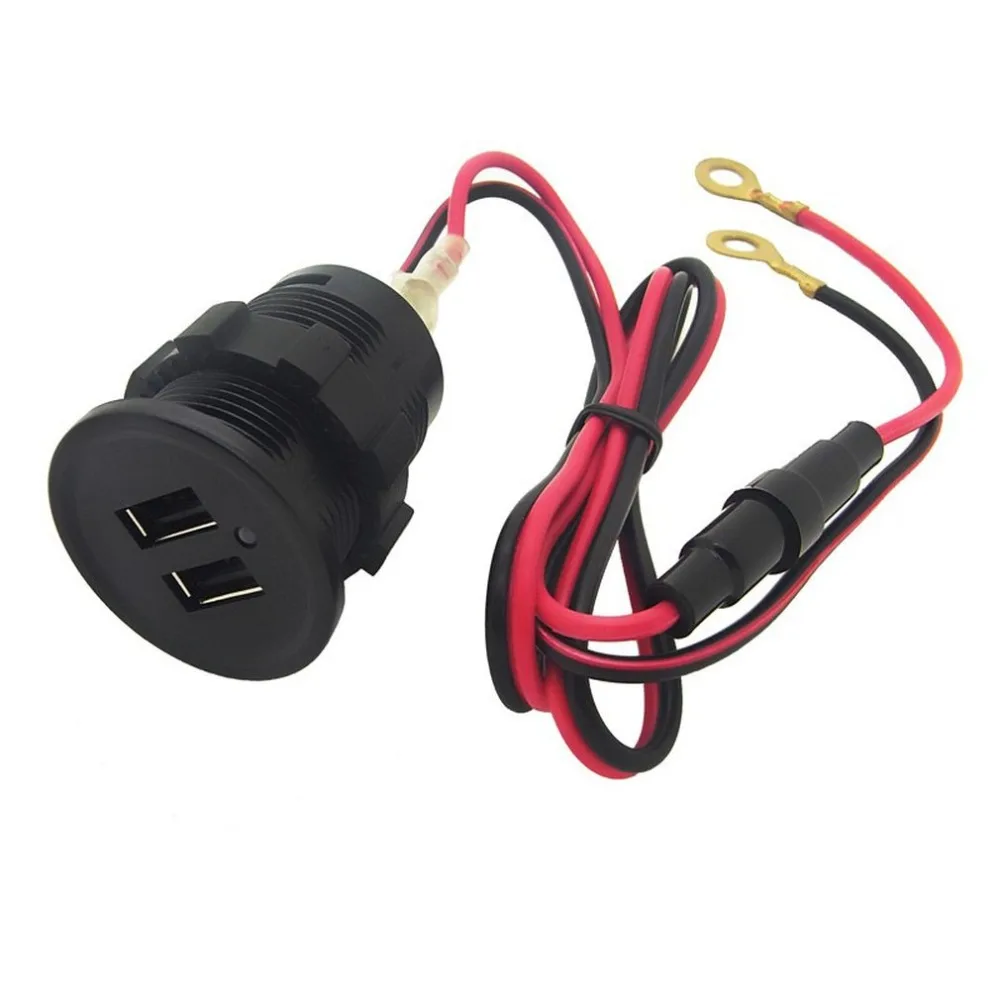 

12V input dual USB with LED light charging female mobile phone charger