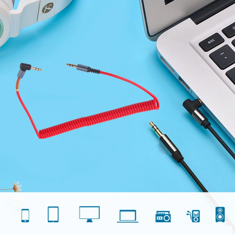Universal Audio Cable 3.5mm Jack Male to Male Plug Stereo Audio AUX Cable with Metal Spring for Smartphone Universal Audio Cable 3.5mm Jack Male to Male Plug Stereo Audio AUX Cable with Metal Spring for Smartphone