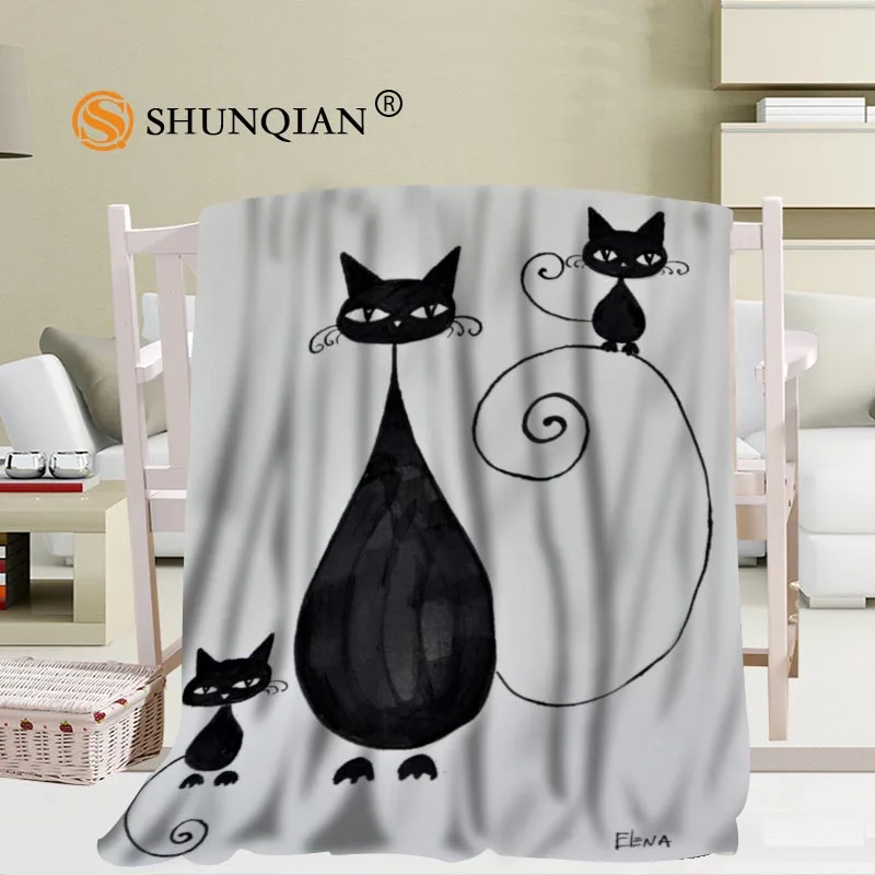 

Custom Cat Pattern Travel Blanket Home TV Casual Relax for Family Soft Fluffy Warm Blanket