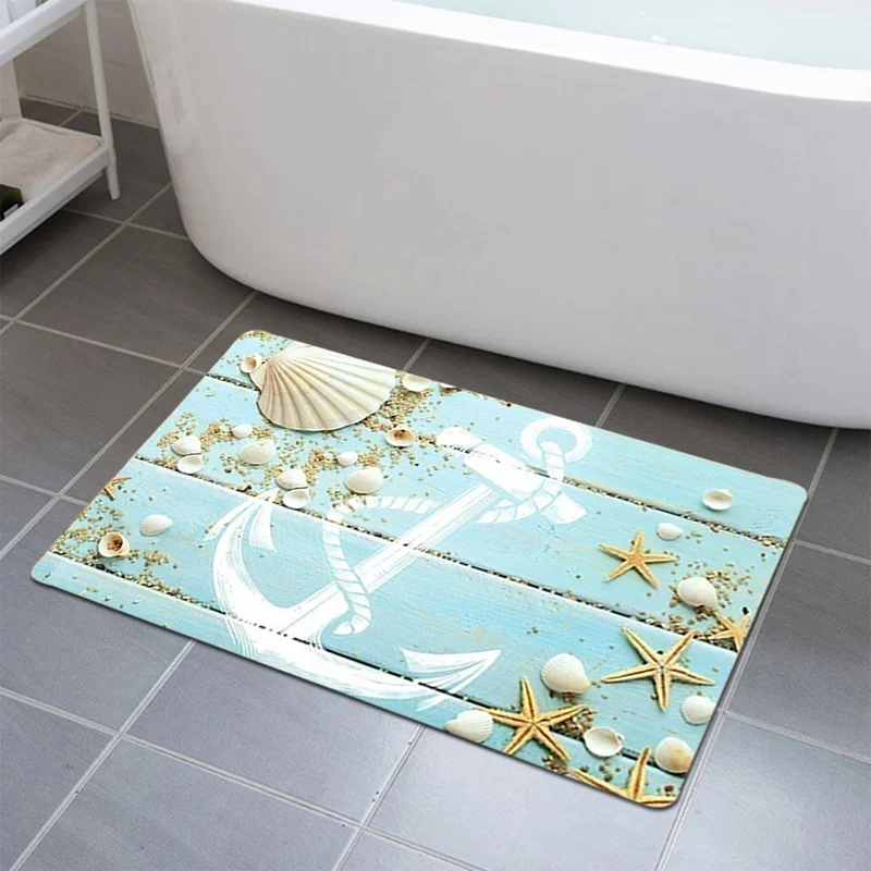 3D пляжный стиль Нескользящие Kicken коврики ракушки якорь коврики с узором для гостиная Лето спальня пол коврики Открытый коврик