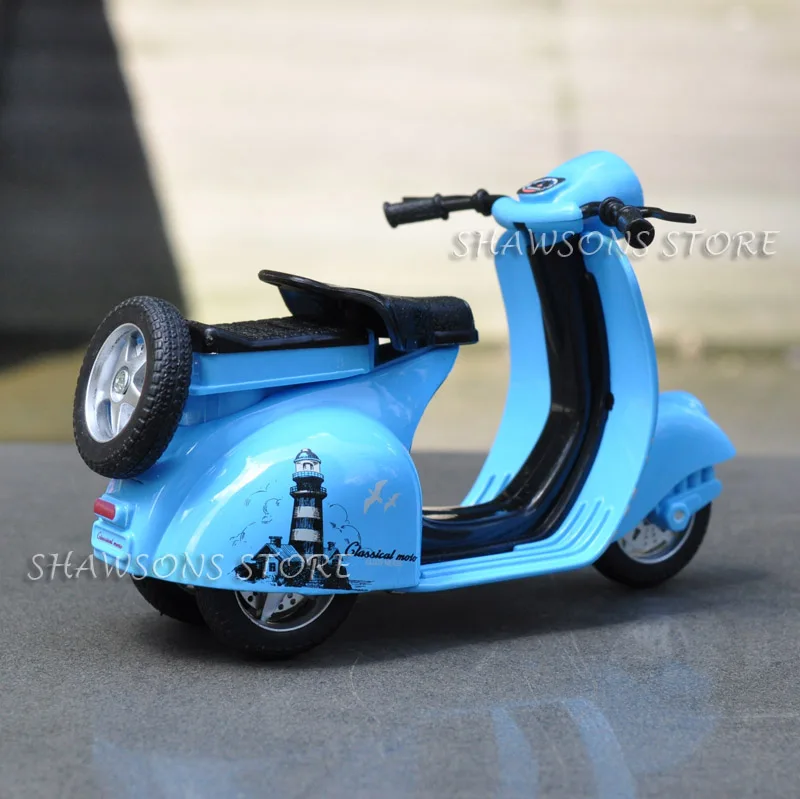 1:14 Литая модель мотоцикла игрушки Вытяните назад скутер VESPA W/звук и светильник
