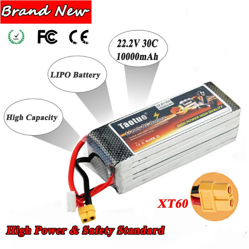 

22.2V 10000mAh 6S 30C Lipo Battery With XT60 Plug For RC Helicopter Airplane