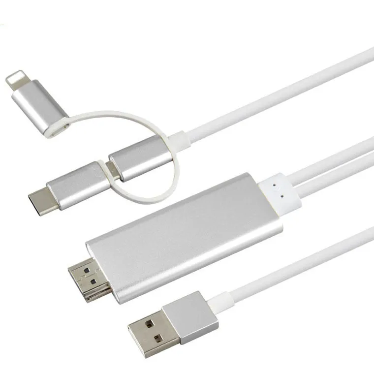 Новый 3 в 1 2 м HDMI кабель HDTV адаптер AV для Micro USB/Type C к 1080P Iphone Android phone | Электроника