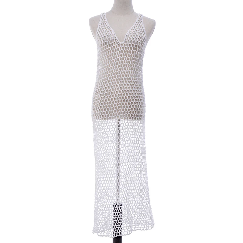 В-x вязаное крючком платье Saida de пляжное платье белая накидка пляжная одежда кафтан прозрачная накидка рыболовная Кага накидка платье