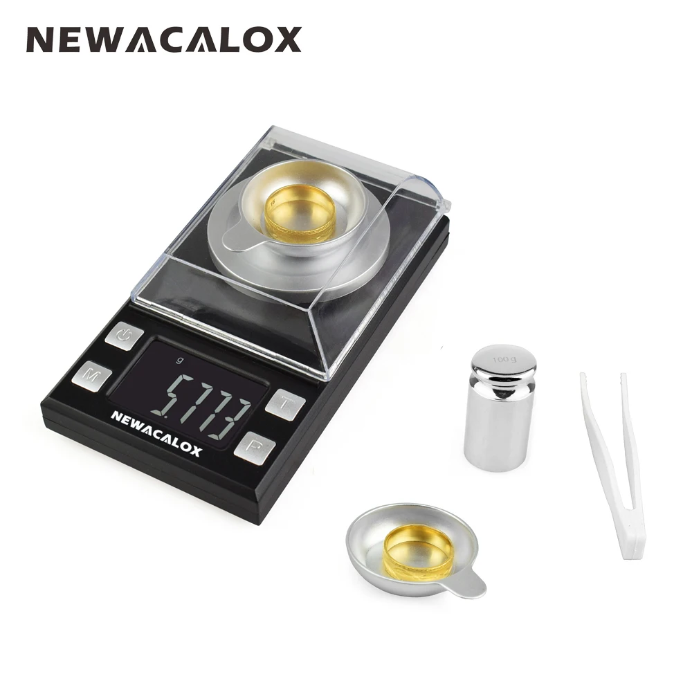 

NEWACALOX 50g/0.001g Portable Mini Jewelry Scales Lab Weight High Precision Scale Medicinal Use LCD Digital Electronic Balance