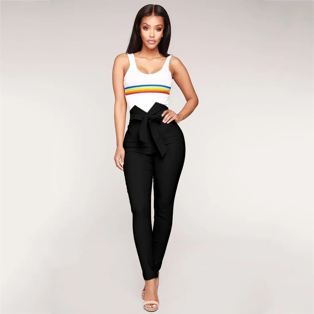 

2019 Fashion Yoga Pants leggings for fitness Full Length Solid Trousers High Waist Sexy Bow Pants workout legging sport femme