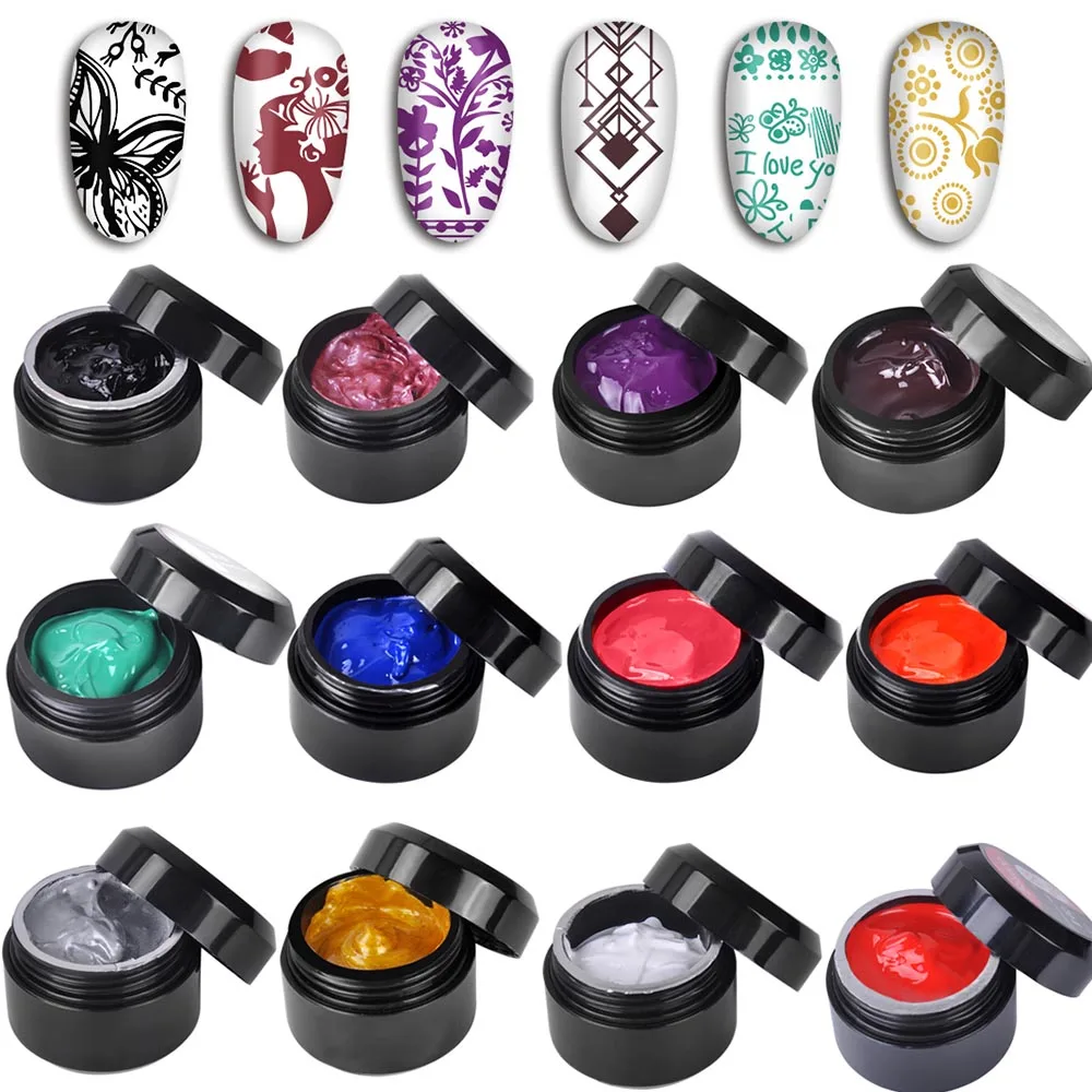 12 Colors Набор из 12 цветов Biutee, 8 мл, Гель-лак для стемпинга ногтей, УФ-светильник для лечения маникюра, печатный гель, отмачиваемый, УФ светодиодный набор для гель-лака - Цвет: 12 Colors
