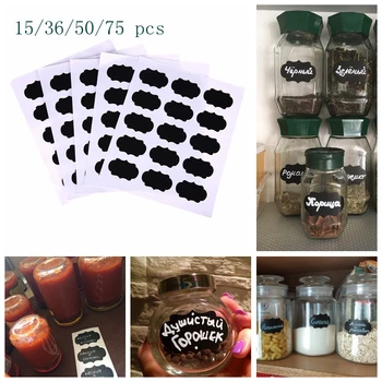 

15/36/50/75pcs Stickers Blackboard Sticker Label Sticker Organizer Kitchen Chalkboard Craft Mark Multifunction Novel Stationery
