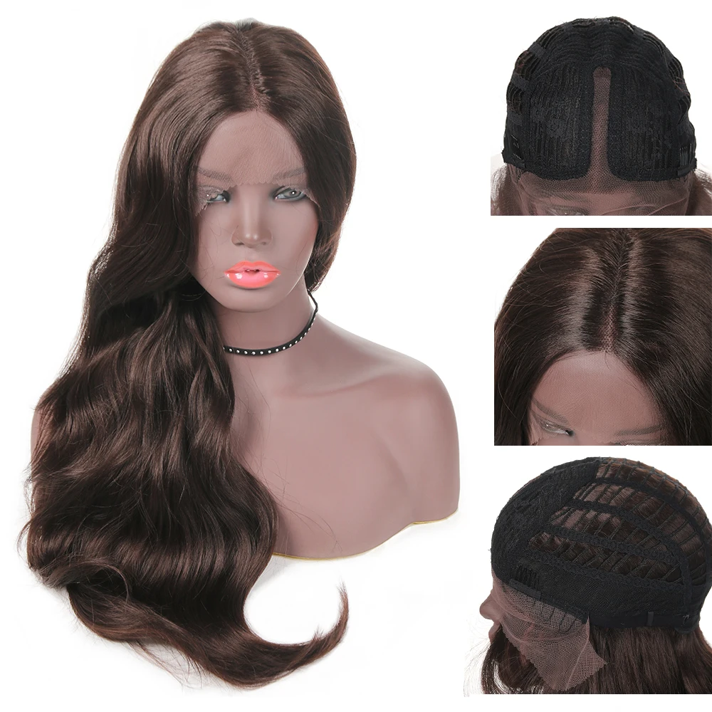 Ombre Black Blonde 613 Color Dark Roots Lace Front Synthetic Hair Wigs For Women X-TRESS Long Natural Wave Lace Wig Middle Part