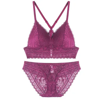 

bra Sexy thin cotton front button without ring back lace bra set triangle cup lingerie