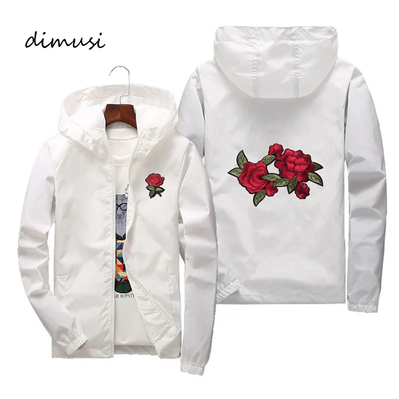 

DIMUSI Mens Bomber Jackets Fashion Men Flower Embroidery Sunscreen Hoodies Coats Mens Slim Sportswear Windbreaker Jackets 7XL