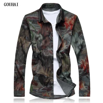 

2019 Floral Men Shirts M-7XL Casual Shirt Men Red Green Designer Dress Shirts Men Plus Size Shirts Men Dress