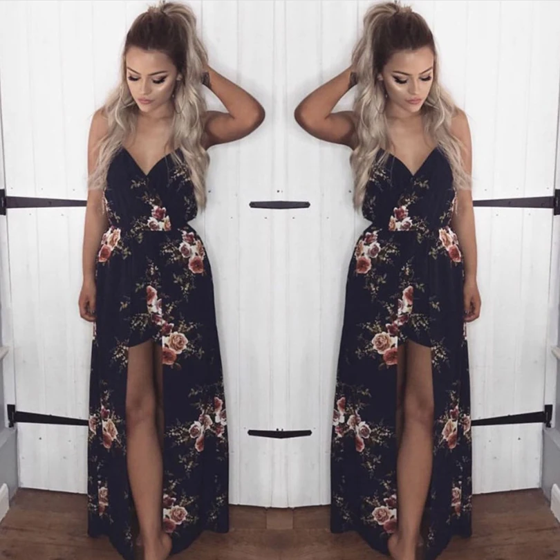 

Sexy V-Neck Print Women Jumpsuits Floral Backless Sleeveless Pleated Female Rompers 2019 Summer Style Fashion Beach Clothing