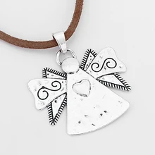 2 stücke Große Engel Mit Flügel Geschnitzte Herz Charms Anhänger Für DIY Halskette oder Armband Zubehör 62,5 x59mm