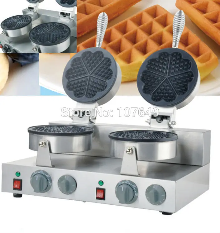 110v 220V Commercial Use Electric Double Heart Waffles Maker Iron