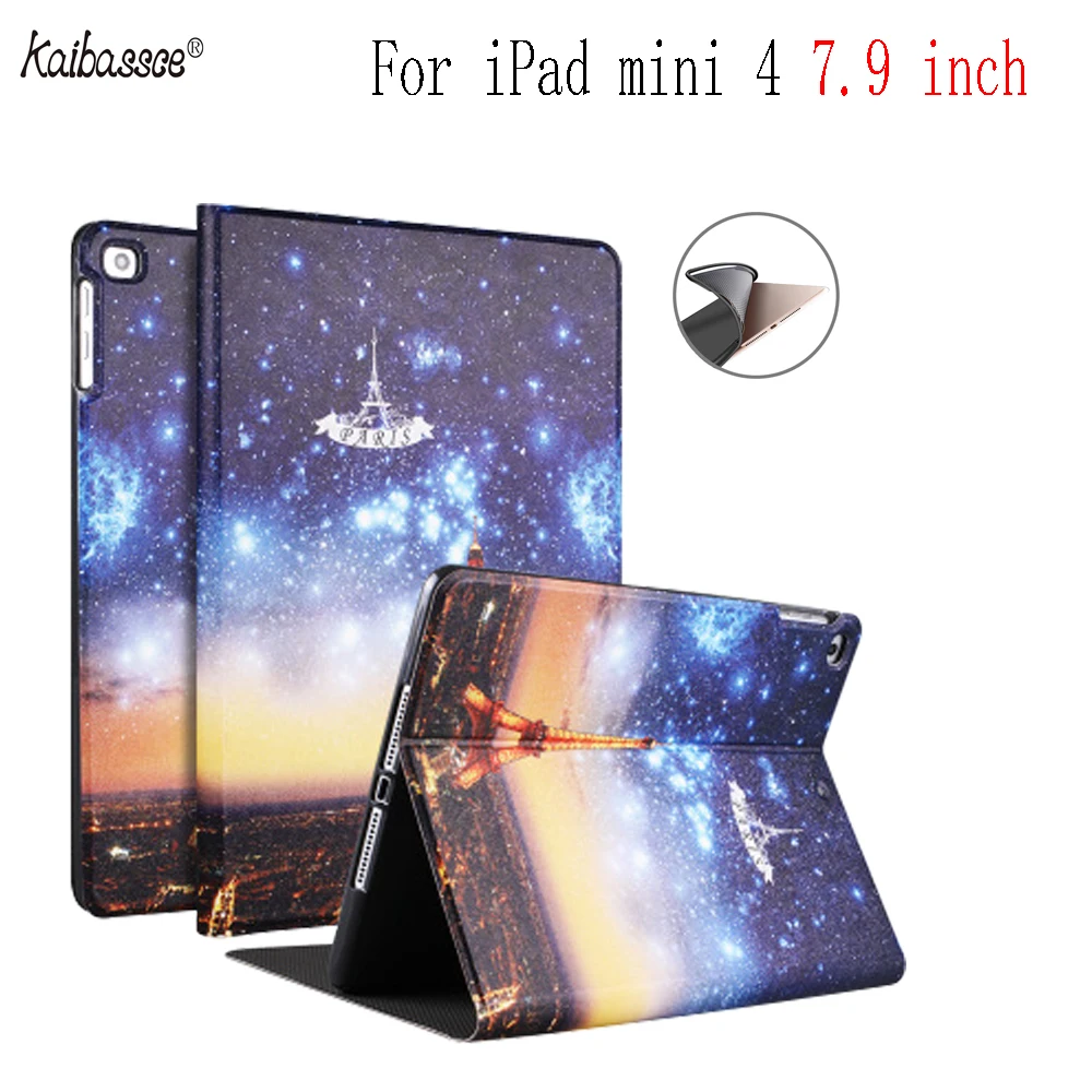 Tablet Smart Case Soft Silicone Print Pattern Cover for iPad mini 4 7.9 inch A1538 A1550