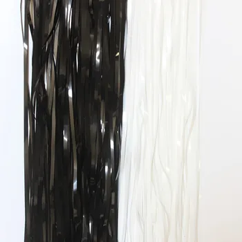 

39''*78'' Metallic Black /White Foil Fringe Curtain Shimmer Curtain Birthday Decor New Halloween Christmas New Year Decorations