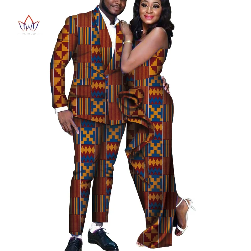 Африканские платья для женщин длинные драпированные платья Базен Riche африканские мужские комплекты с принтом куртка и брюки африканская Пара Одежда WYQ249