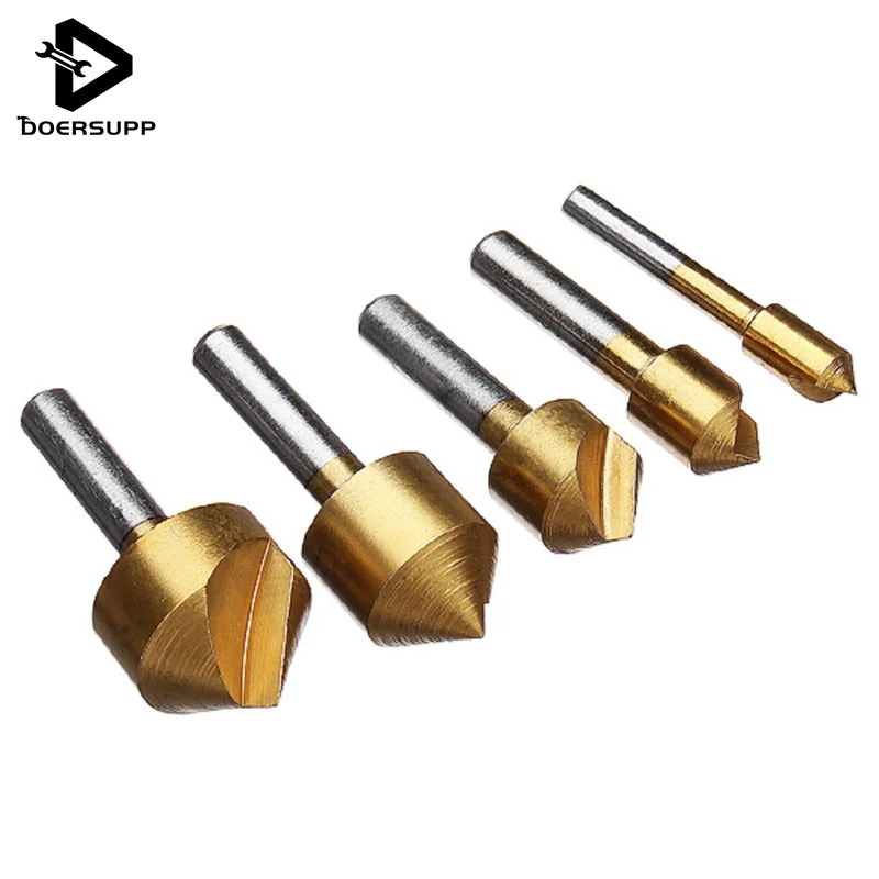 5pcs Metric 6mm 19mm Titanium Drill Press Countersink Boring Bit Single