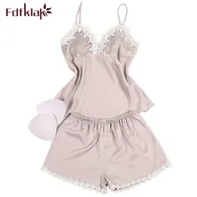 Fdfklak женская одежда Лето г. пижама из искусственного шелка, спортивный костюм без рукавов атласная пижама Семейный комплект пижамы Шелковая пижама комплект ночного WearQ375