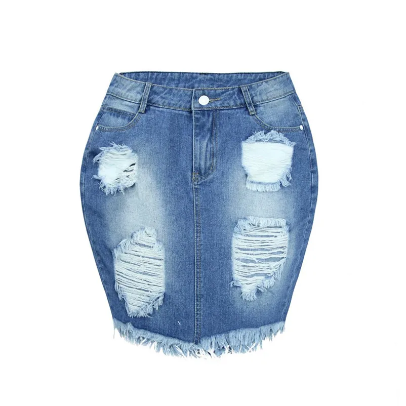 New Fashion 2018 Summer style skirts womens casual Denim Skirt Jeans High Waist Ripped Vintage Skinny Short Femme Saia Y05#N (6)
