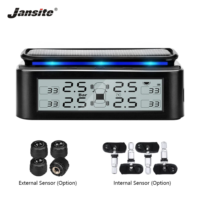 

Jansite TPMS Car Tire Pressure Monitoring System Solar Power USB Ambient Light Intelligent On and Off upgrade mode Dustproof