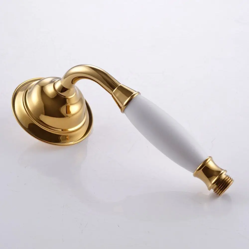 Золото латунь+ Керамика рук Насадки для душа Ванная комната набор для душа и держатель и 1,5 м шланг