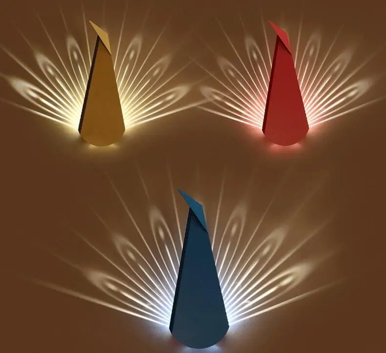 

Nordic Modern Iron Wall Lamps Living Room Aisle Stair Light Bedroom Bedside Lamp Led Wall Light Creative Peacock Lamps Fixtures