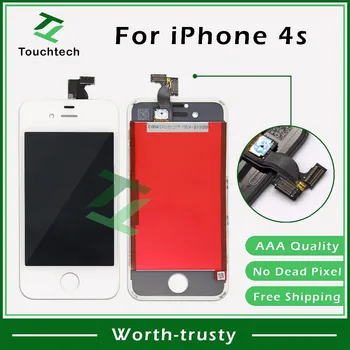 

20PCS/LOT White/Black LCD Touch Screen Lens Display Digitizer Assembly Replacement for iPhone 4S LCD Free DHL