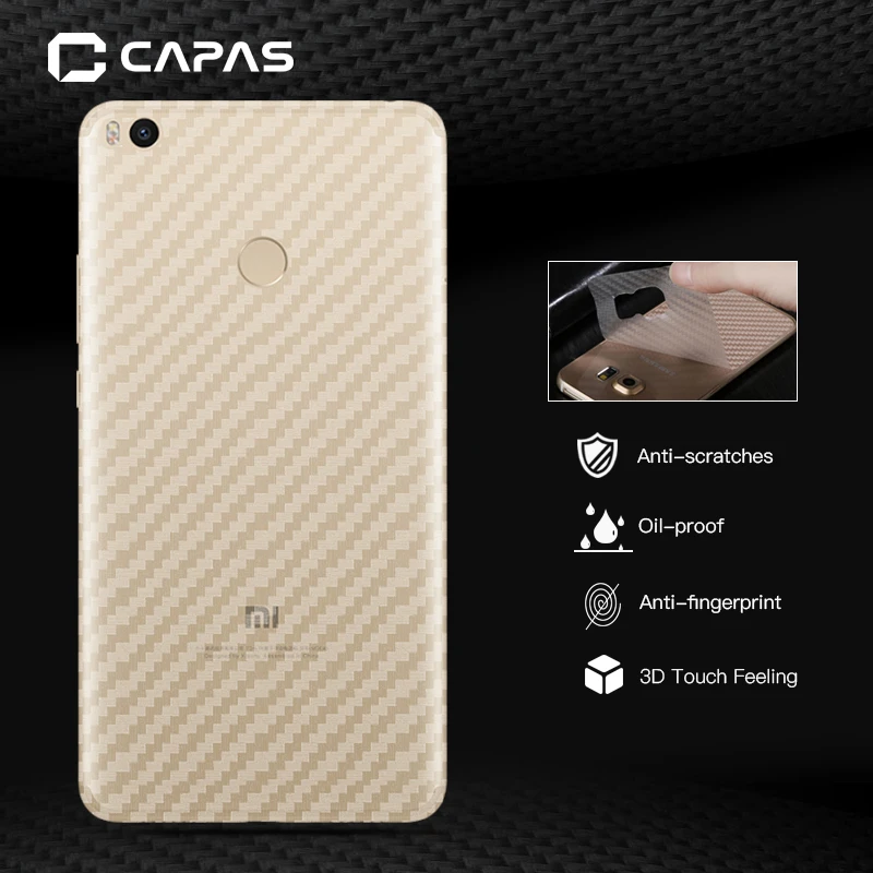 

3pcs/lot 3D Carbon Fiber Grain Film for Xiaomi Mi Max 2 Back Film Clear Protector Transparent Back Protective Guard CAPAS Brand
