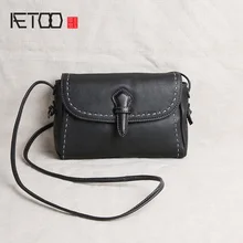AETOO Handmade leather women's bag, leather art shoulder bag, simple stiletto mini bag