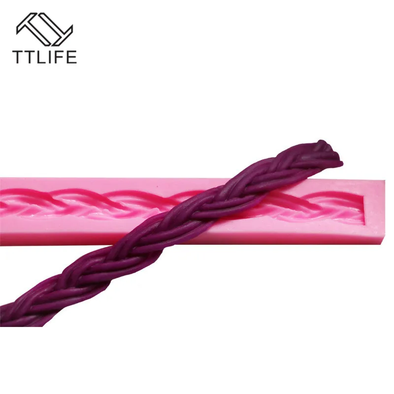 

TTLIFE Twist Texture Rope Cake Border Silicone Mold Fondant Cake Pastry Decorating Tools Gumpaste Dessert Chocolate Baking Mould